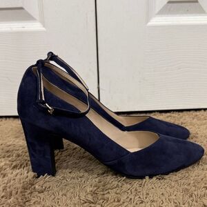 Cole Haan NWOB Women’s Blue Suede Ankle Strap Heels Size 10.5 Coquette Fall
